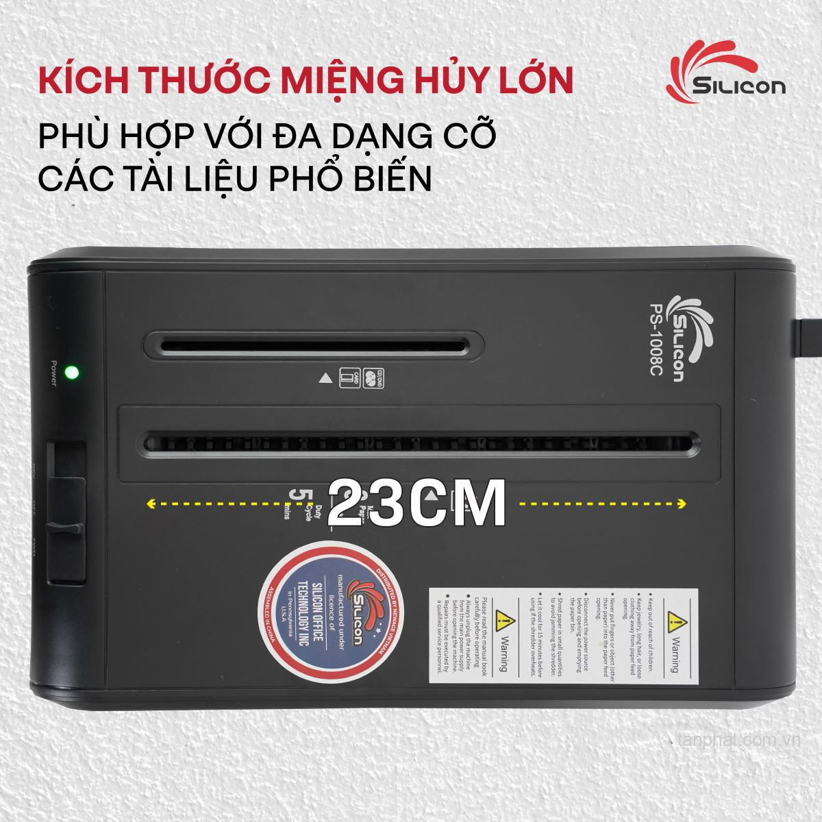 Máy hủy tài liệu Silicon PS-1008C (Hủy vụn, 8 Tờ)