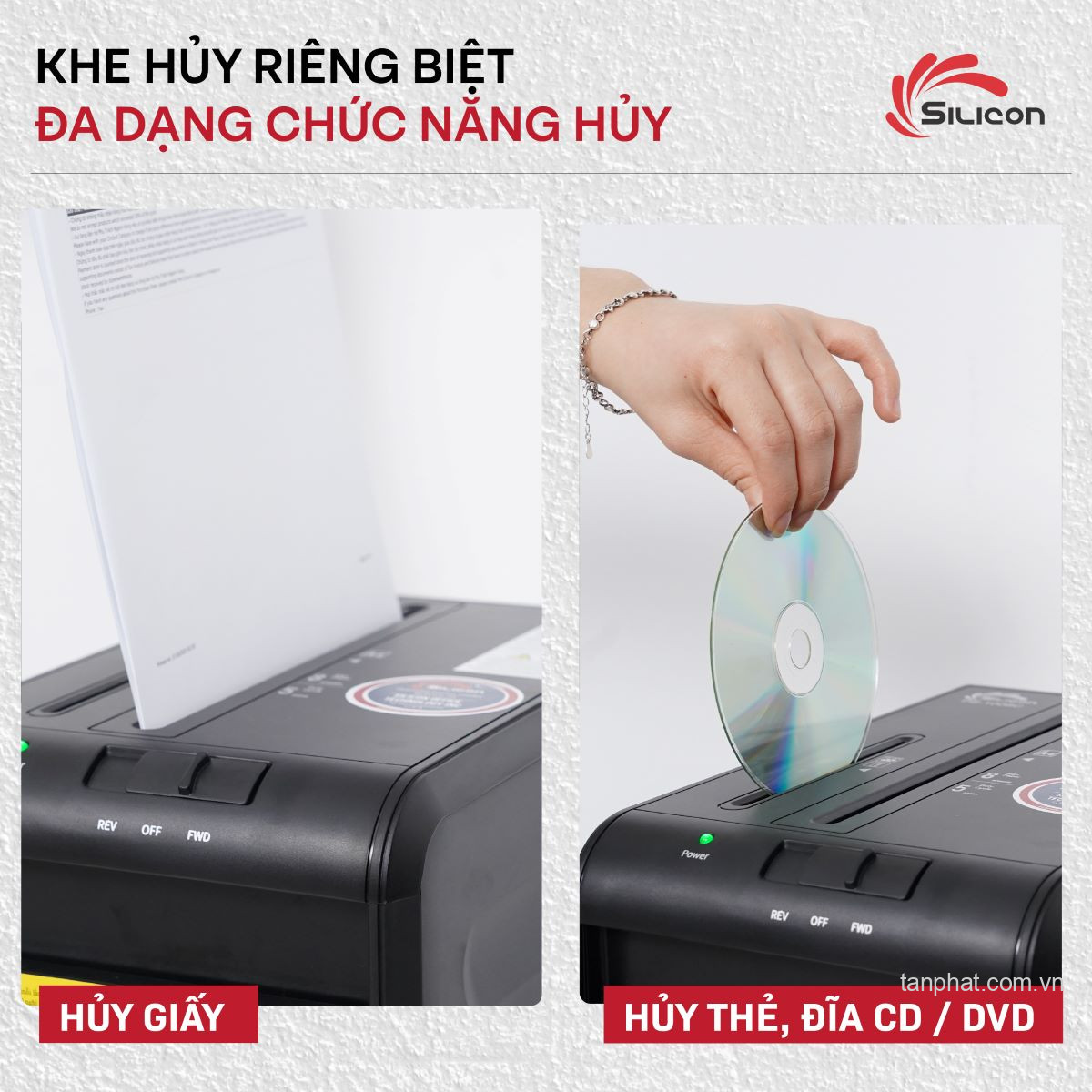 Máy hủy tài liệu Silicon PS-1008C (Hủy vụn, 8 Tờ)