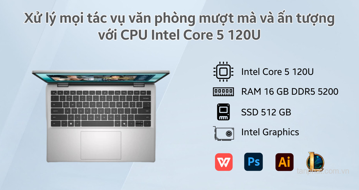 DC4C5375W1-SILVER] NB DELL 14 DC14250/ INTEL CORE 5 120U (10 CORES/ UP TO 5.0 GHZ)/ 14.0 INCH FHD+/ 16GB/ 512GB SSD/ 4 CELL-54WHR/ WIN 11 HOME/ OFFICEHOME24/ OS365 - 02Y