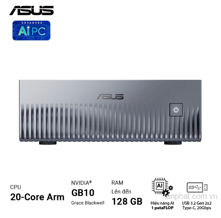 Bộ Mini PC AI Asus Ascent GX10 GX10-GG0012BN (Nvidia GB10 | 128 GB RAM |1TB M.2 NVMe SSD) hỗ trợ OpenClaw, NemoClaw