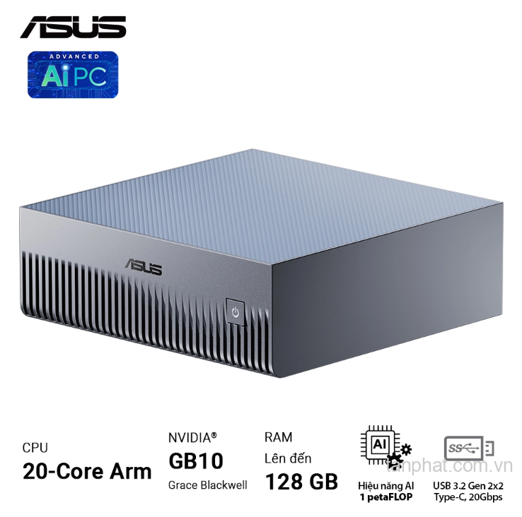Bộ Mini PC AI Asus Ascent GX10 GX10-GG0012BN (Nvidia GB10 | 128 GB RAM |1TB M.2 NVMe SSD) hỗ trợ OpenClaw, NemoClaw