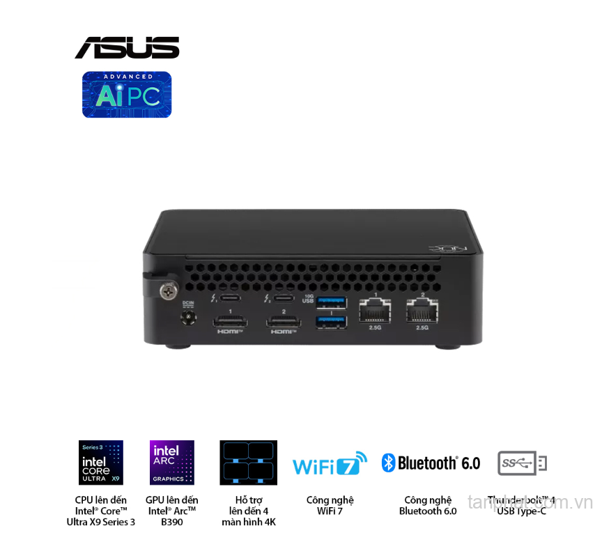 Bộ PC ASUS NUC 16 Pro RNUC16GDKU760000 (U7-356H | 2xDDR5-6400 | 2xNVMe | 2x HDMI 2.1 | 2x Thunderbolt | VESA MOUNT)