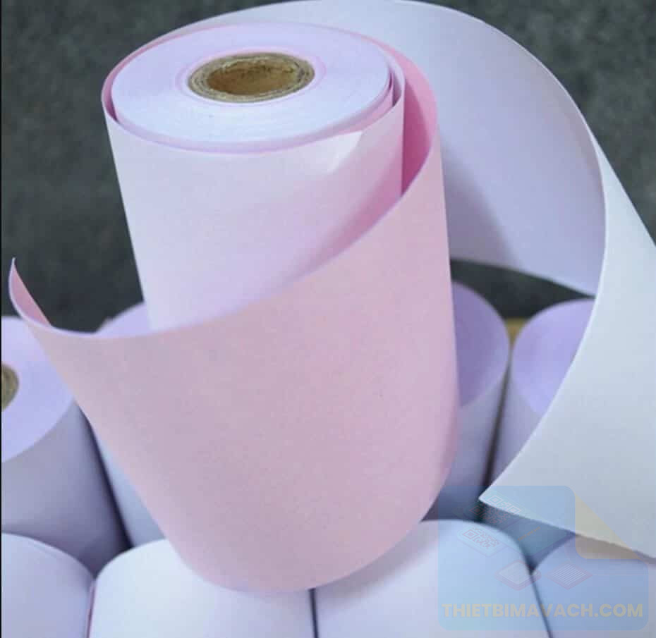 Giấy in hóa đơn 2 liên carbon dùng cho siêu thị, nhà sách, shop, cafe (2 liên carbon K75)