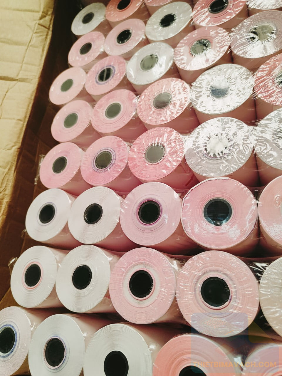 Giấy in hóa đơn 2 liên carbon dùng cho siêu thị, nhà sách, shop, cafe (2 liên carbon K75)