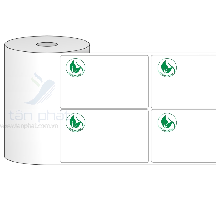 Giấy in mã vạch 2 tem 45x65x50m  (logo rau sạch Yên Dũng)