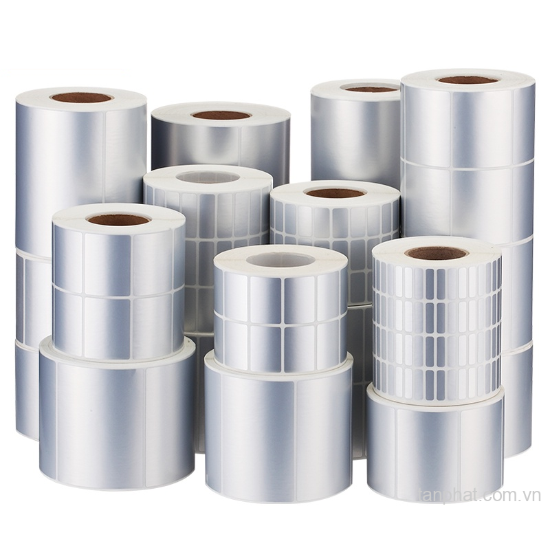 Giấy in mã vạch xi bạc 1 tem 100x150x50m