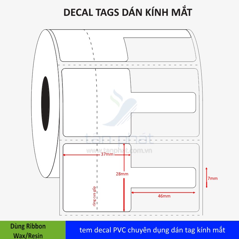 Giấy in tem kính PVC  28x37x50M
