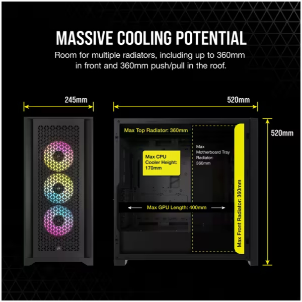 Vỏ máy tính Corsair ICUE 5000D RGB Airflow CC-9011242-WW (Mid Tower/ Đen)