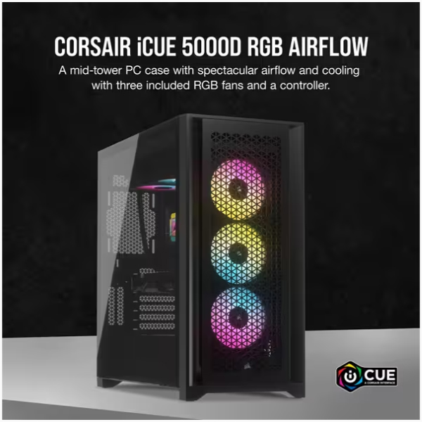 Vỏ máy tính Corsair ICUE 5000D RGB Airflow CC-9011242-WW (Mid Tower/ Đen)
