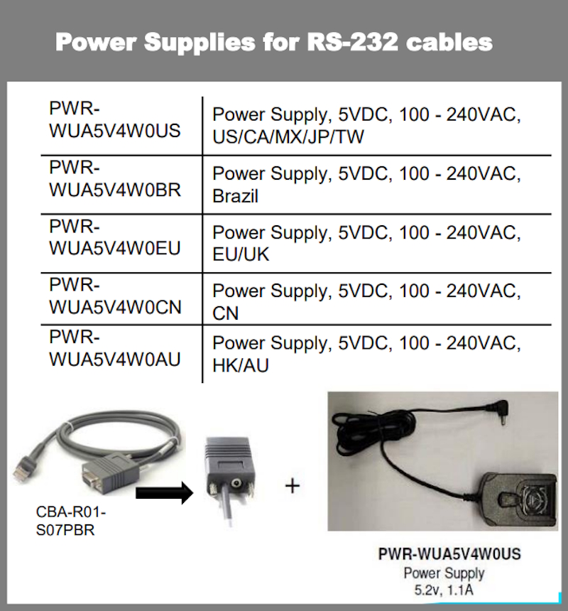 Cable RS232 + adapter cho máy quét ZEBRA