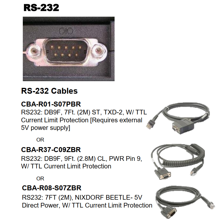 Dây cáp RS232 máy quét mã vạch Zebra CBA-R01-S07PBR
