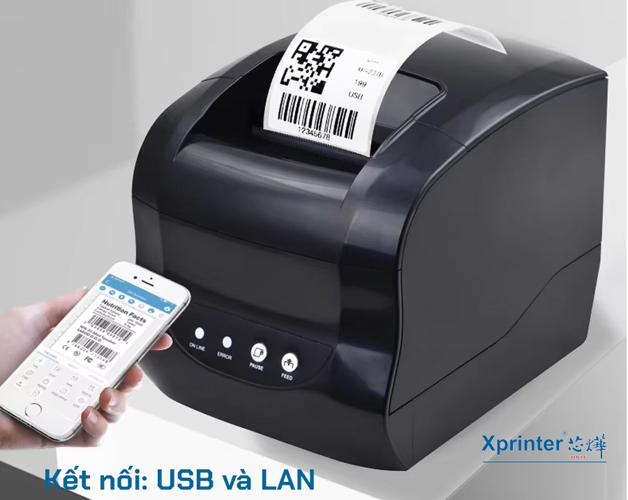 Máy in bill, in tem nhãn mã vạch XPrinter XP-365B (USB + LAN)