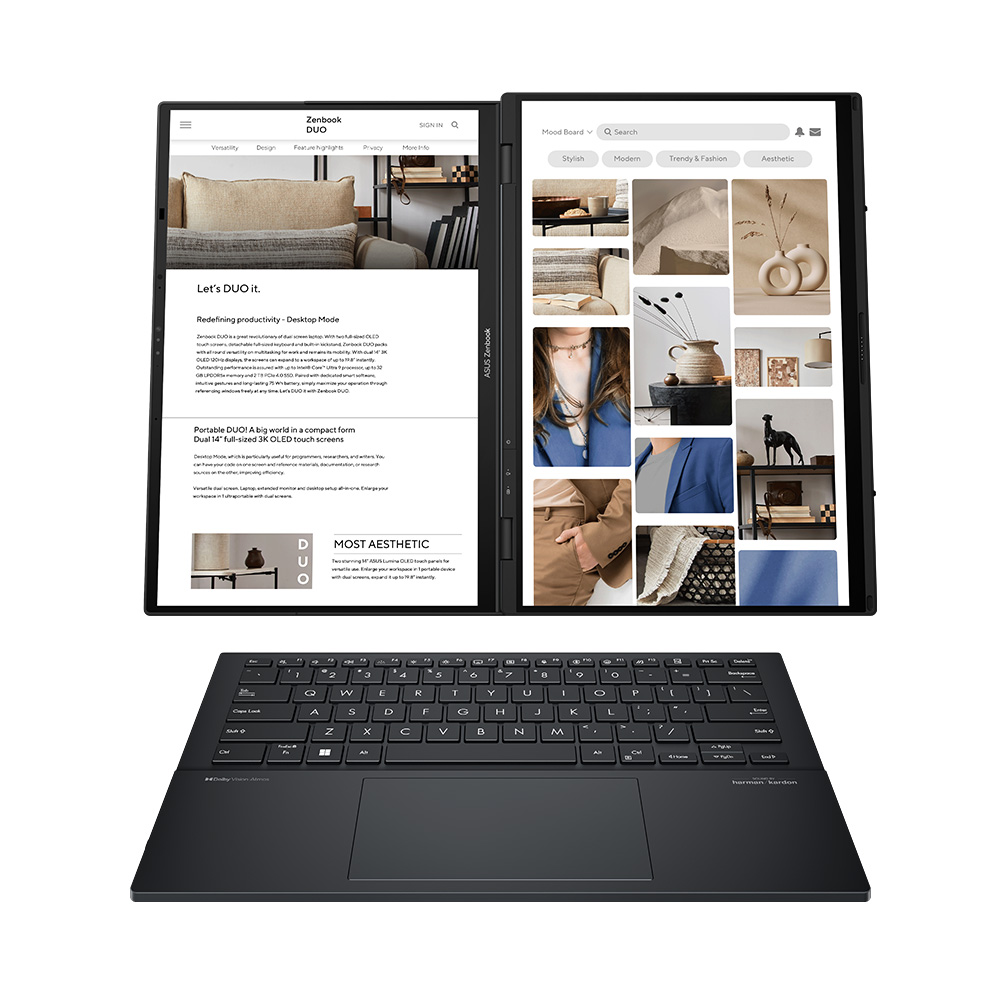 Laptop Asus ZenBook Duo OLED UX8406MA-PZ307W (Core Ultra 7 155H | 16GB | 512GB | Intel Arc | 14inch 3K 120Hz | Win 11 | Xám)