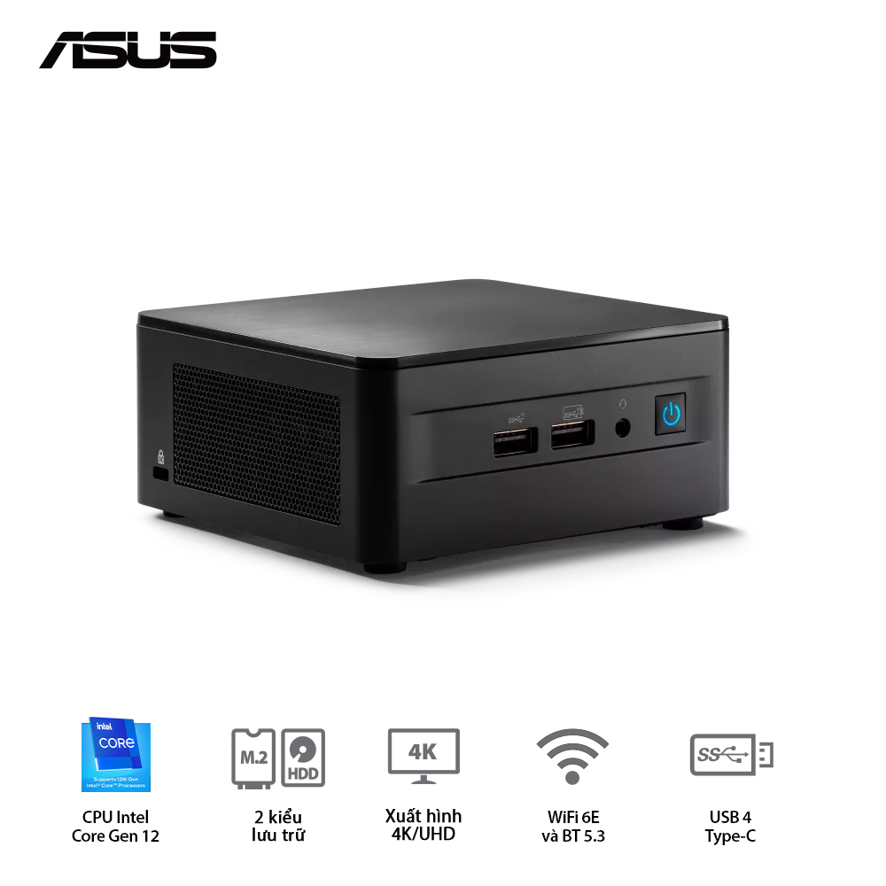 Máy tính mini Intel NUC 12 Pro RNUC12WSHI30000I (Core i3-1220P | DDR4 | Intel Iris Xe | Wi-Fi 6 | Bluetooth | Thunderbolt 4 | Support 8K )