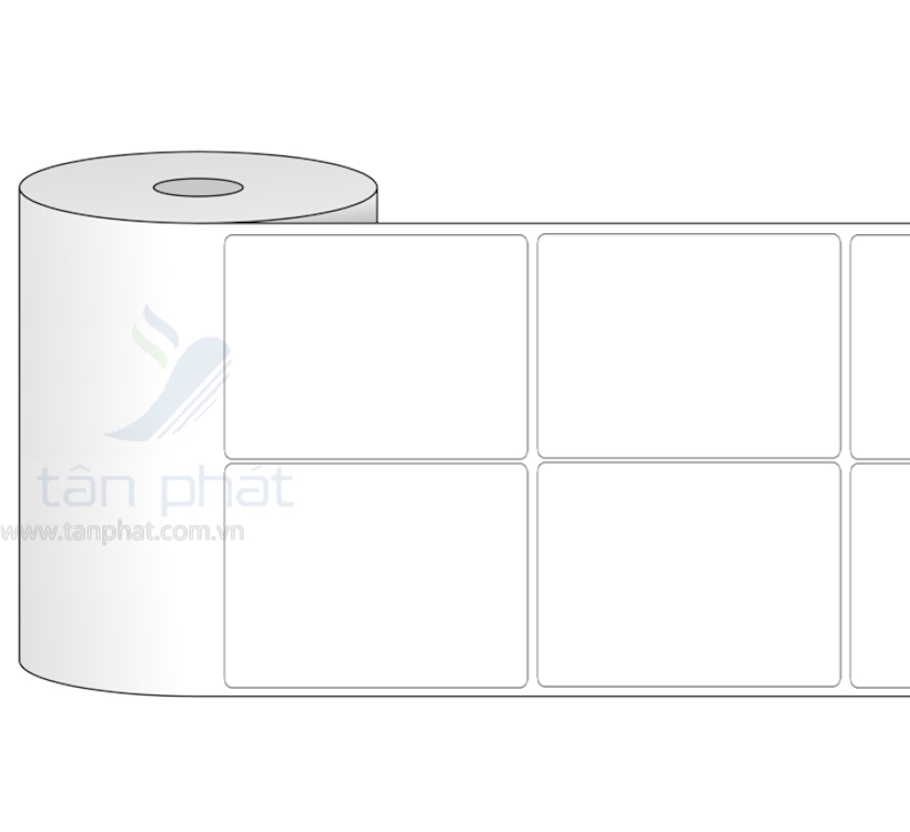 Giấy in mã vạch 2 tem 40x70x50M (Bo góc)