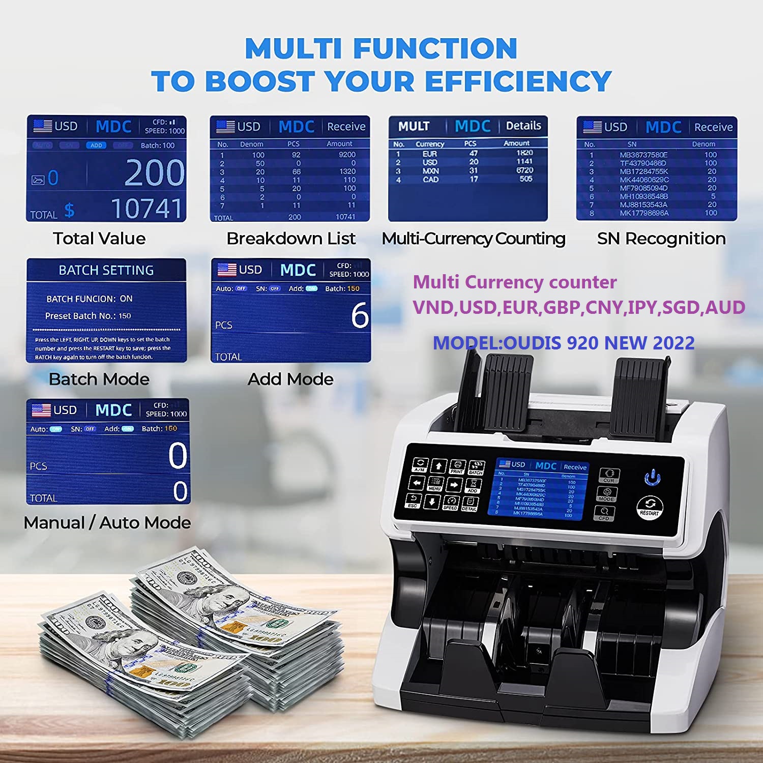 Máy đếm tiền OUDIS 920 New