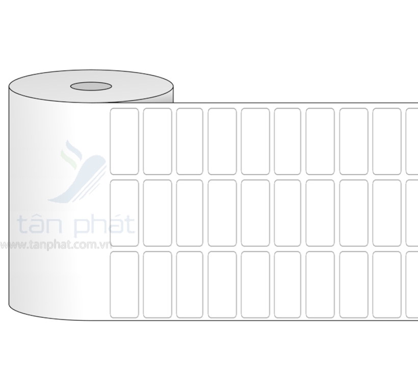 Giấy in mã vạch PVC 3 tem 30x10x50M, bo góc